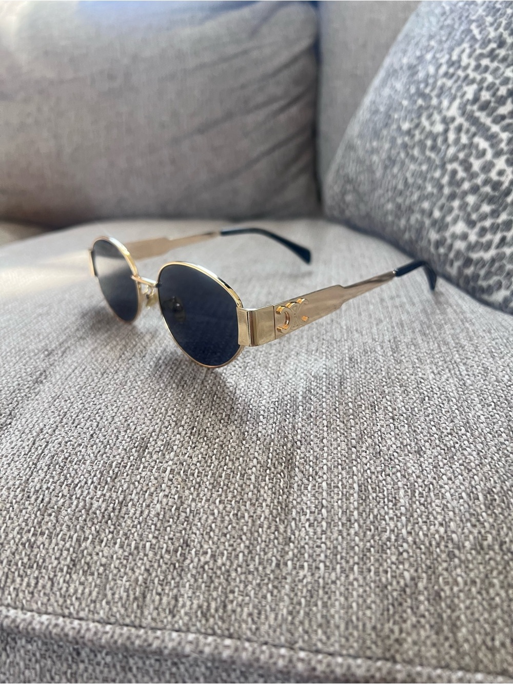 Celine Metal Triomphe 01 Gold Frame Oval Sunglasses - Picture 6 of 8